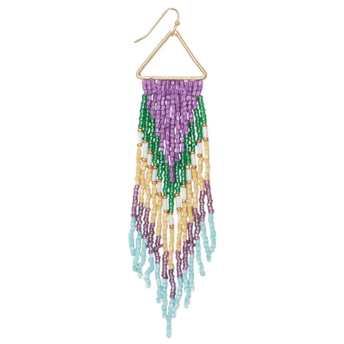 Earrings Pastel Pop Gold Seed Bead Fringe Earrings ZAD