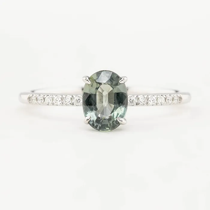 Envero Jewelry Audrey Ring 101ct Light Green Unheated Sapphire Rings