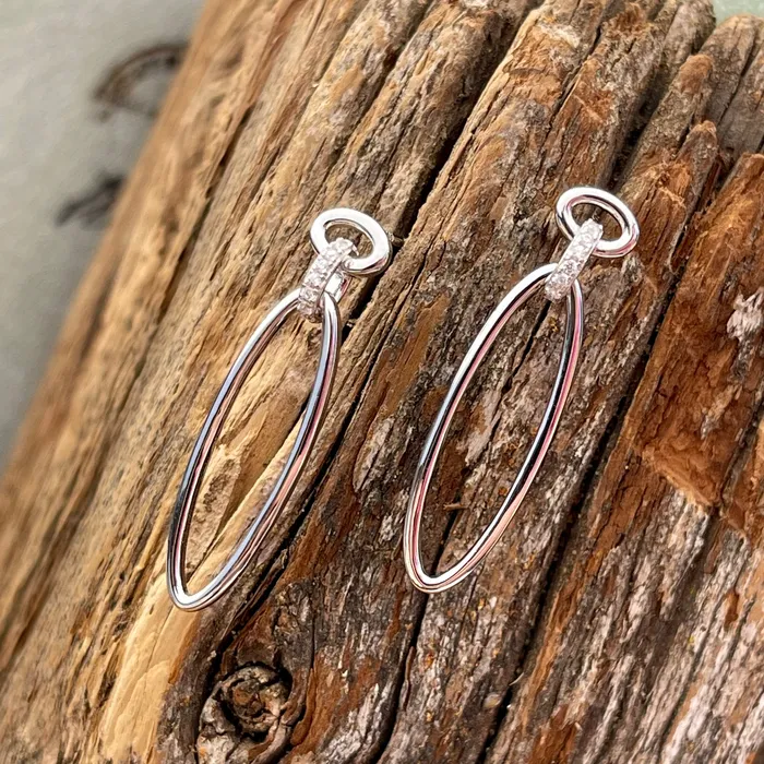 HeidiJHale Designs Earrings Sterling Silver Oval Link Earrings
