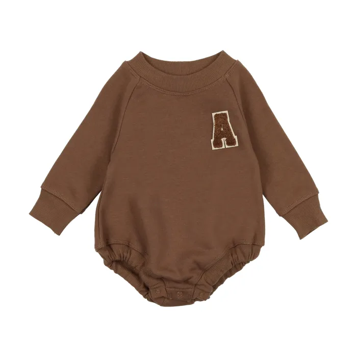 Lil Legs Earrings Lil Legs Applique Sweatshirt Romper Camel