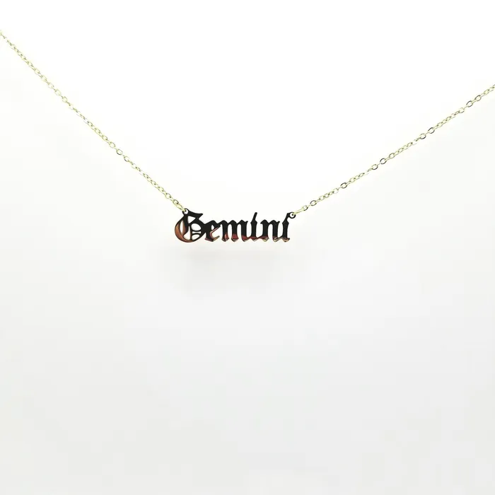 LOV Gemini Zodiac Name Necklaces 18k Gold Plated PreStyled Sets