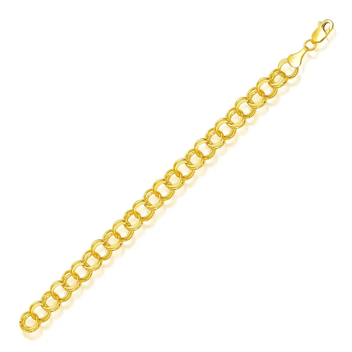 MayaMila 80 mm 14k Yellow Gold Solid Double Link Charm Bracelet Bracelets MayaMila 80 mm 14k Yellow Gold Solid Double Link Charm Bracelet Bracelets