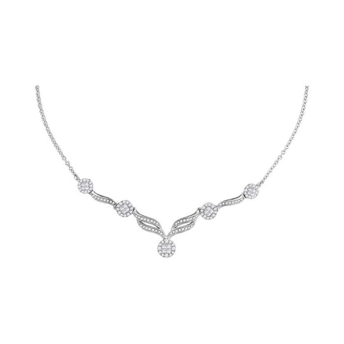 mayamila Necklaces 14kt White Gold Womens Princess Diamond Soleil Cluster Luxury 18 Necklace 100 Cttw mayamila Necklaces 14kt White Gold Womens Princess Diamond Soleil Cluster Luxury 18 Necklace 100 Cttw