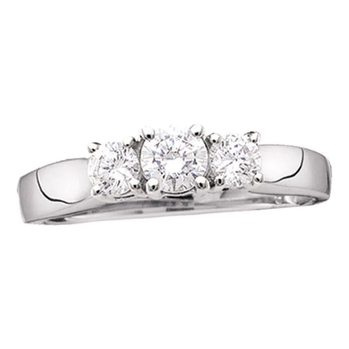 mayamila Rings 14kt White Gold Womens Round Diamond 3stone Bridal Wedding Engagement Ring 12 Cttw mayamila Rings 14kt White Gold Womens Round Diamond 3stone Bridal Wedding Engagement Ring 12 Cttw