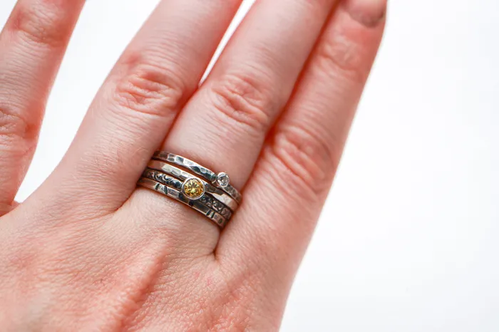 Rings Seanna Poirier Yellow and White Cubic Zirconia Silver ring set