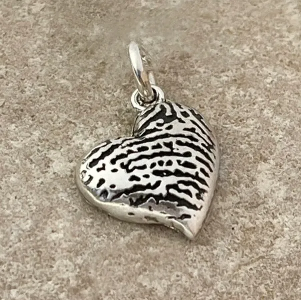 Sterling Silver Thumbprint Heart Charm HeidiJHale Designs Charm Necklaces