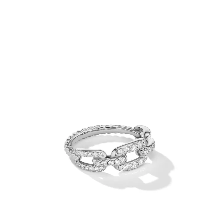 David Yurman Rings Stax Chain Link Ring in 18K White Gold with Diamonds 7mm David Yurman Rings Stax Chain Link Ring in 18K White Gold with Diamonds 7mm