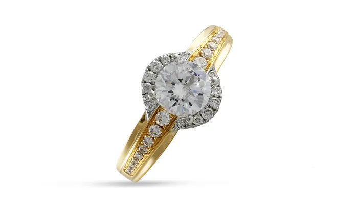 FREDERIC SAGE Earrings 14K Yellow Gold Channel Set Diamond Semi Mount Shank with Diamond Halo FREDERIC SAGE Earrings 14K Yellow Gold Channel Set Diamond Semi Mount Shank with Diamond Halo