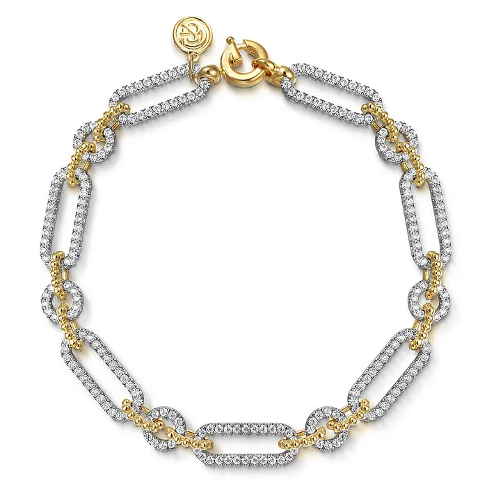 GABRIEL CO Bracelets 14K White and Yellow Gold Diamond Bujukan Link Bracelet GABRIEL CO Bracelets 14K White and Yellow Gold Diamond Bujukan Link Bracelet