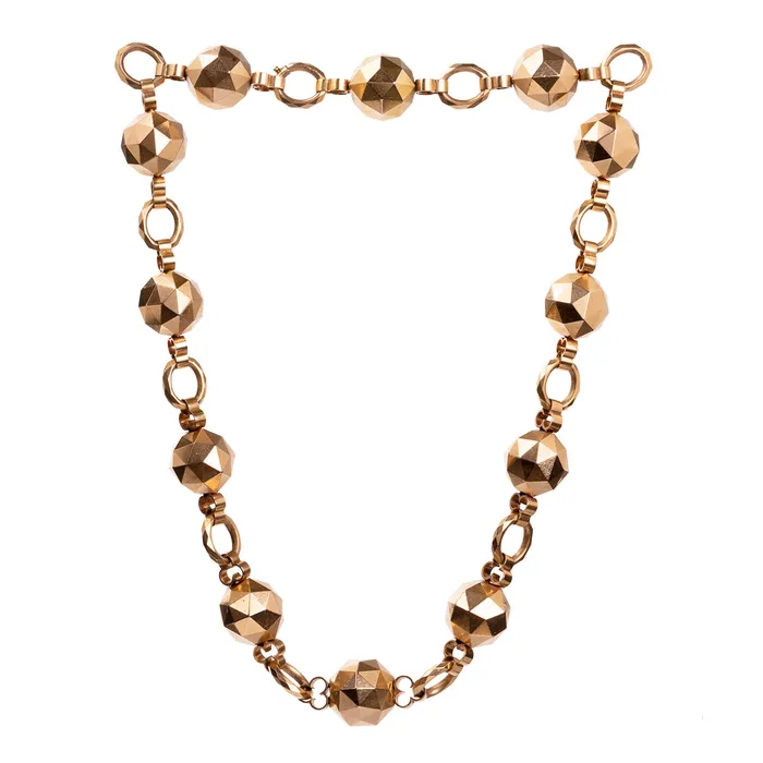 Necklaces Bell Bird Antiques 19th Century French Facetted Link Gold Necklace Necklaces Bell Bird Antiques 19th Century French Facetted Link Gold Necklace