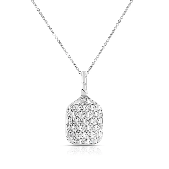 Necklaces ROBERTO COIN 18K White Gold Tiny Treasures Diamond Pickleball Paddle Necklace Necklaces ROBERTO COIN 18K White Gold Tiny Treasures Diamond Pickleball Paddle Necklace