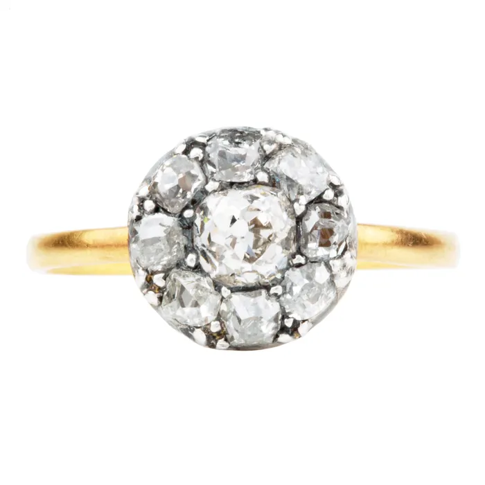 Rings Bell Bird Antiques 19th Century Diamond Cluster Ring