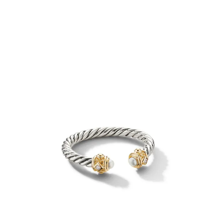 Rings David Yurman Renaissance Ring in Sterling Silver with 14K Yellow Gold Pearls and Diamonds 23mm Rings David Yurman Renaissance Ring in Sterling Silver with 14K Yellow Gold Pearls and Diamonds 23mm