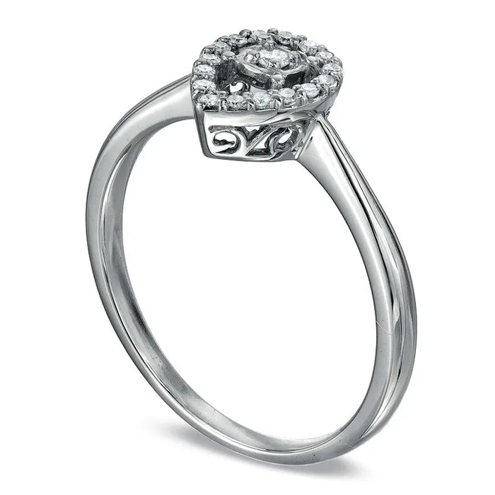 010 CT TW Natural Diamond PearFramed Promise Ring in Sterling Silver Goldia Rings 010 CT TW Natural Diamond PearFramed Promise Ring in Sterling Silver Goldia Rings
