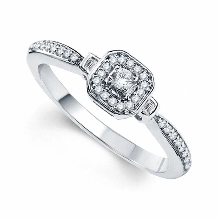 020 CT TW Natural Diamond Octagonal Frame Promise Ring in Solid 10K White Gold Goldia Rings 020 CT TW Natural Diamond Octagonal Frame Promise Ring in Solid 10K White Gold Goldia Rings