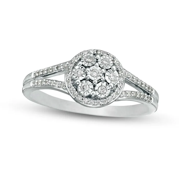 025 CT TW Composite Natural Diamond Frame Split Shank Promise Ring in Sterling Silver Goldia Rings 025 CT TW Composite Natural Diamond Frame Split Shank Promise Ring in Sterling Silver Goldia Rings