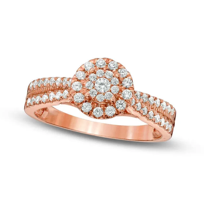 050 CT TW Composite Natural Diamond Frame Engagement Ring in Solid 10K Rose Gold Goldia Rings 050 CT TW Composite Natural Diamond Frame Engagement Ring in Solid 10K Rose Gold Goldia Rings