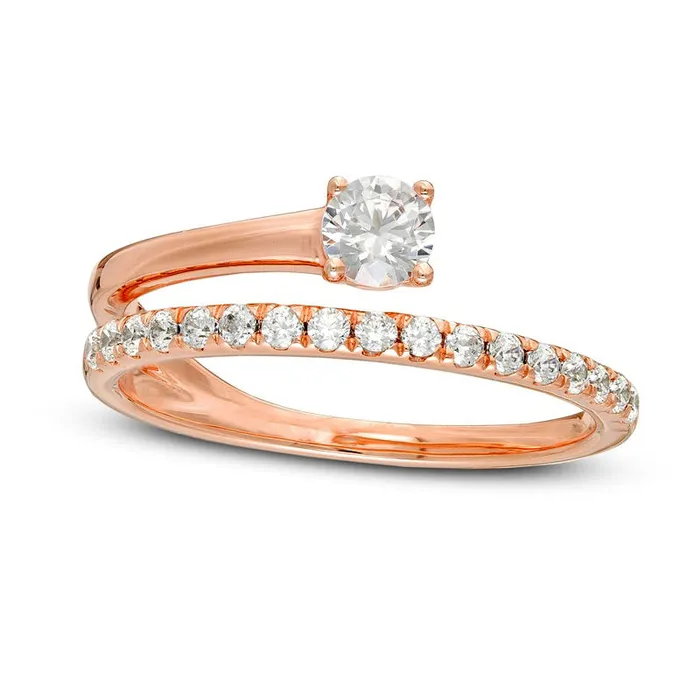 050 CT TW Natural Clarity Enhanced Diamond SolitaireStyle Wrap Ring in Solid 10K Rose Gold Goldia Rings 050 CT TW Natural Clarity Enhanced Diamond SolitaireStyle Wrap Ring in Solid 10K Rose Gold Goldia Rings