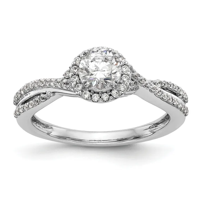 050ct CZ Solid Real 14k White Gold Round Halo Engagement Ring Goldia Rings 050ct CZ Solid Real 14k White Gold Round Halo Engagement Ring Goldia Rings