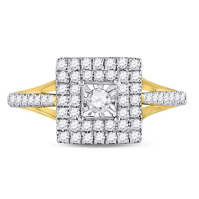 10k Yellow Gold Round Diamond Square Bridal Engagement Ring 12 Cttw gndatlanta Rings 10k Yellow Gold Round Diamond Square Bridal Engagement Ring 12 Cttw gndatlanta Rings