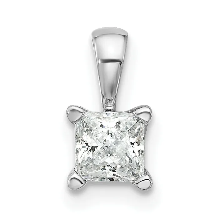 14k White Gold 12 Ct Certified Lab Grown Diamond VSSI G Princess Four Prong Pendant Goldia Necklaces 14k White Gold 12 Ct Certified Lab Grown Diamond VSSI G Princess Four Prong Pendant Goldia Necklaces
