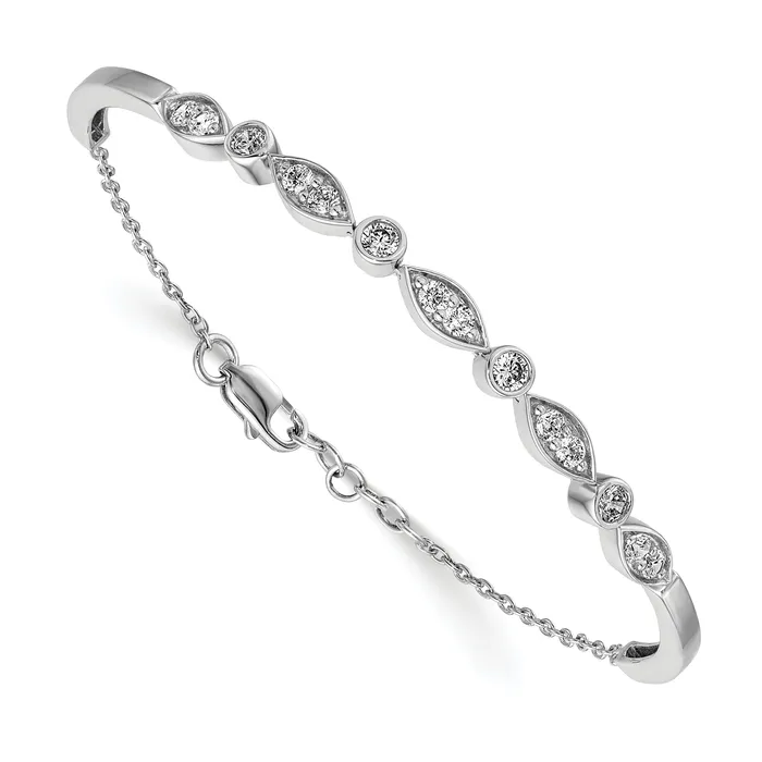 14k White Gold 1 Ct Lab Grown Diamond VSSI G Bangle Bracelet Goldia Bracelets 14k White Gold 1 Ct Lab Grown Diamond VSSI G Bangle Bracelet Goldia Bracelets