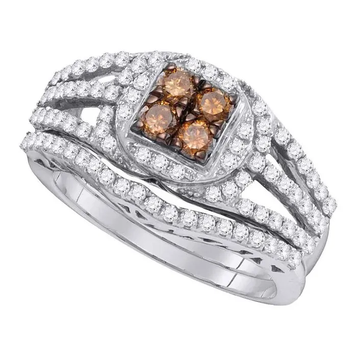 14k White Gold Brown Diamond Bridal Wedding Ring Set 1 Cttw gndatlanta Rings 14k White Gold Brown Diamond Bridal Wedding Ring Set 1 Cttw gndatlanta Rings