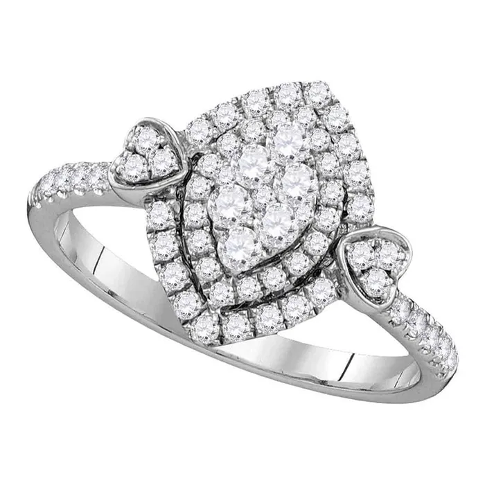 14k White Gold Round Diamond Oval Halo Cluster Ring 12 Cttw gndatlanta Rings 14k White Gold Round Diamond Oval Halo Cluster Ring 12 Cttw gndatlanta Rings
