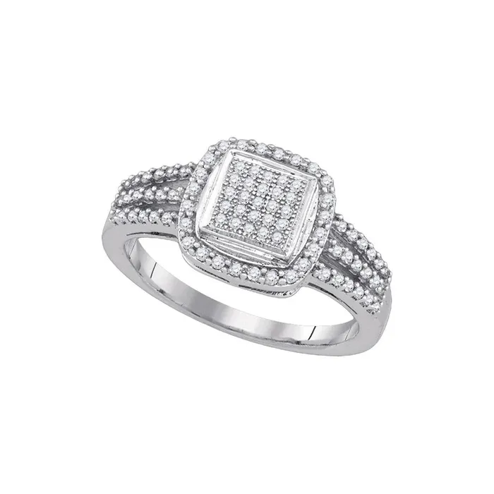 14k White Gold Round Diamond Square Cluster Ring 13 Cttw gndatlanta Rings 14k White Gold Round Diamond Square Cluster Ring 13 Cttw gndatlanta Rings