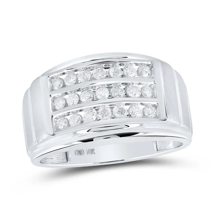 14k White Gold Round Diamond Triple Row Band Ring 12 Cttw gndatlanta Rings 14k White Gold Round Diamond Triple Row Band Ring 12 Cttw gndatlanta Rings