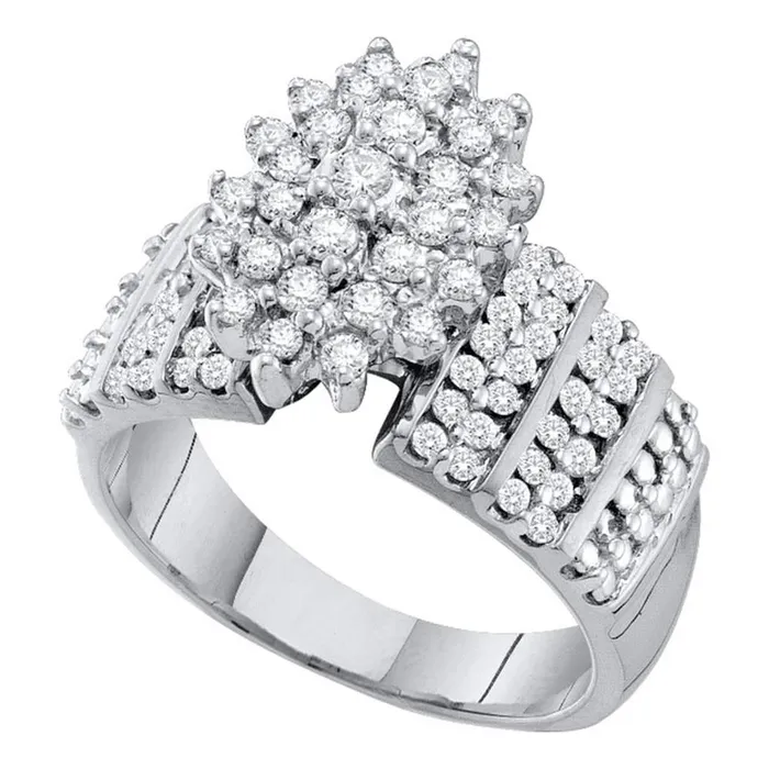 14k White Gold Round Prongset Diamond Oval Cluster Accentedside Ring 1 Cttw gndatlanta Rings 14k White Gold Round Prongset Diamond Oval Cluster Accentedside Ring 1 Cttw gndatlanta Rings