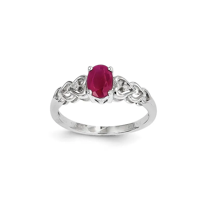 14k White Gold Ruby Diamond Ring Goldia Rings