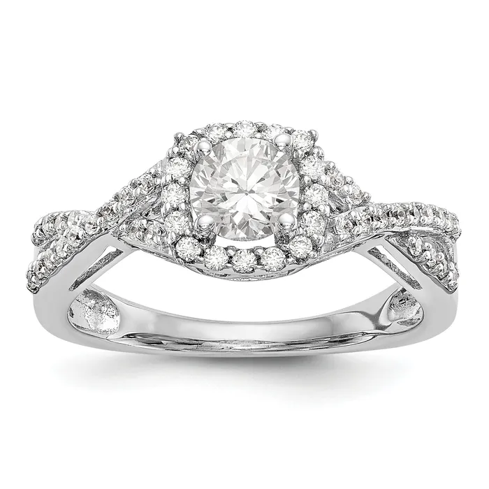14K White Gold Simulated Diamond Halo Engagement Ring Goldiacom Rings