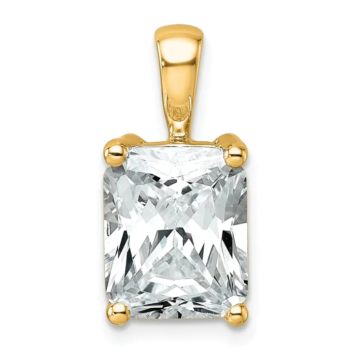 14k Yellow Gold 4 Ct Certified Lab Grown Diamond VSSI G Radiant Four Prong Pendant Goldia Necklaces 14k Yellow Gold 4 Ct Certified Lab Grown Diamond VSSI G Radiant Four Prong Pendant Goldia Necklaces