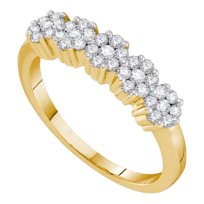 14k Yellow Gold Round Diamond Five Flower Cluster Ring 14 Cttw gndatlanta Rings 14k Yellow Gold Round Diamond Five Flower Cluster Ring 14 Cttw gndatlanta Rings