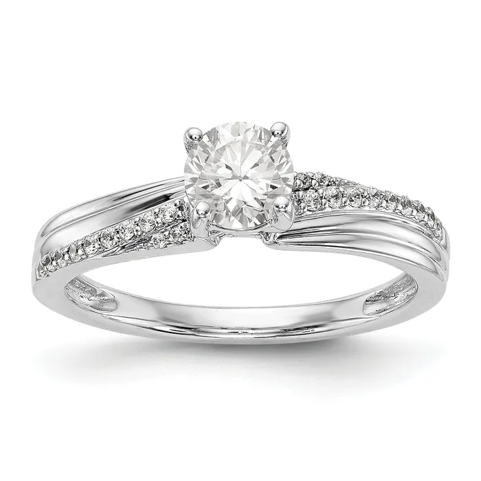 14kw Peg Set Diamond Round CZ By Pass Engagement Ring Goldiacom Rings