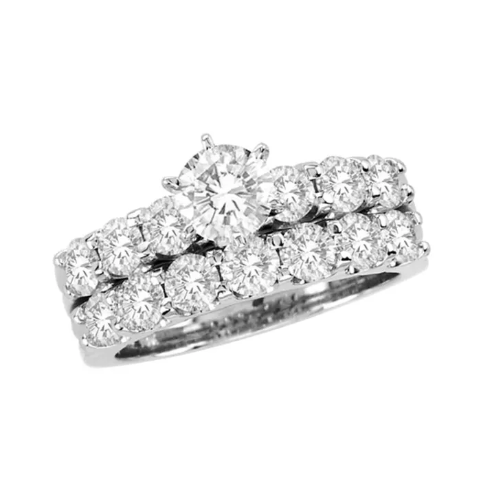212 CT TW Diamond Bridal Engagement Ring Set in 14K White Gold Goldiacom Rings 212 CT TW Diamond Bridal Engagement Ring Set in 14K White Gold Goldiacom Rings