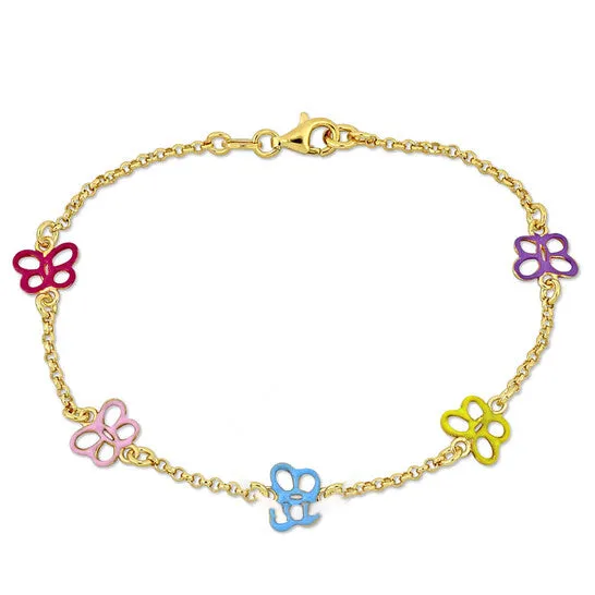 Bracelets JMS always Original Amour MultiColor Butterfly Enamel Charm Bracelet in Yellow Plated Sterling Silver Bracelets JMS always Original Amour MultiColor Butterfly Enamel Charm Bracelet in Yellow Plated Sterling Silver