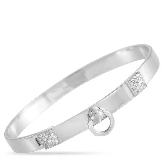 Bracelets Original PreOwned Hermes Herm xE8 s Collier De Chien 18K White Gold Diamond Bracelet JMS always Bracelets Original PreOwned Hermes Herm xE8 s Collier De Chien 18K White Gold Diamond Bracelet JMS always