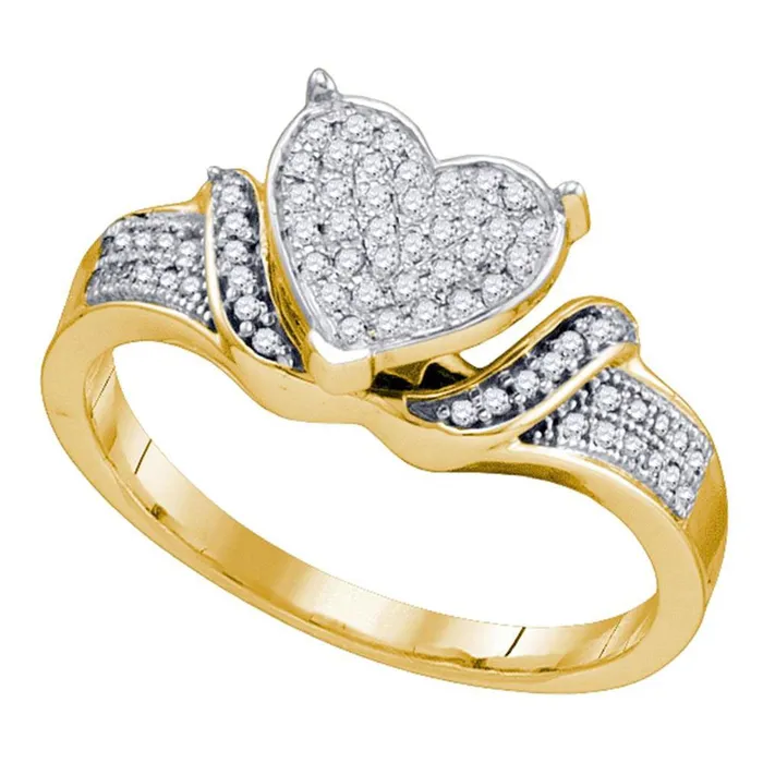 gndatlanta Rings 10k Yellow Gold Round Diamond Elevated Heart Cluster Ring 15 Cttw gndatlanta Rings 10k Yellow Gold Round Diamond Elevated Heart Cluster Ring 15 Cttw
