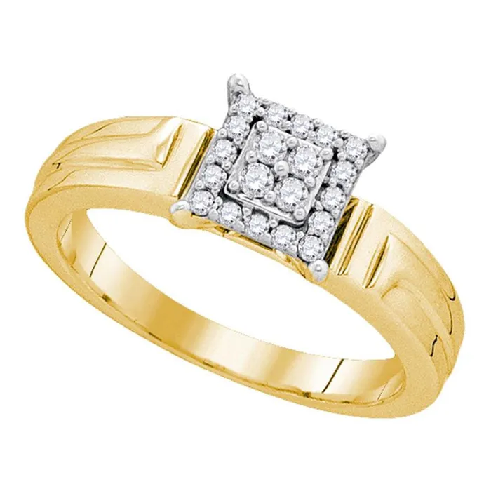 gndatlanta Rings 10k Yellow Gold Round Diamond Square Cluster Ring 15 Cttw gndatlanta Rings 10k Yellow Gold Round Diamond Square Cluster Ring 15 Cttw