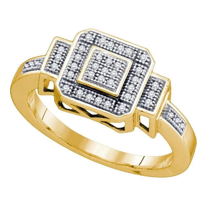 gndatlanta Rings 10k Yellow Gold Round Diamond Square Cluster Ring 18 Cttw gndatlanta Rings 10k Yellow Gold Round Diamond Square Cluster Ring 18 Cttw