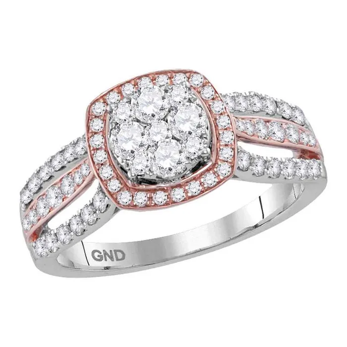 gndatlanta Rings 14k Twotone Gold Round Diamond Square Bridal Engagement Ring 1 Cttw gndatlanta Rings 14k Twotone Gold Round Diamond Square Bridal Engagement Ring 1 Cttw
