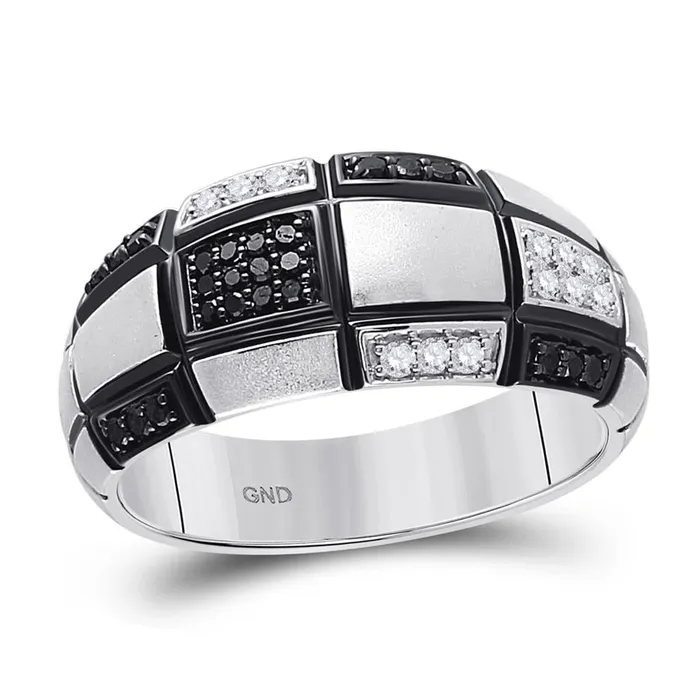 gndatlanta Rings 14k White Gold Round Black Diamond Modern Fashion Ring 15 Ctw gndatlanta Rings 14k White Gold Round Black Diamond Modern Fashion Ring 15 Ctw