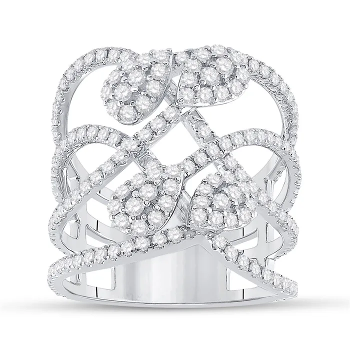 gndatlanta Rings 14k White Gold Round Diamond Abstract Strand Fashion Ring 112 Cttw gndatlanta Rings 14k White Gold Round Diamond Abstract Strand Fashion Ring 112 Cttw
