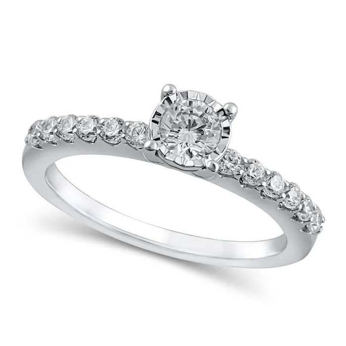 Goldia 063 CT TW Natural Diamond Engagement Ring in Solid 10K White Gold Rings Goldia 063 CT TW Natural Diamond Engagement Ring in Solid 10K White Gold Rings