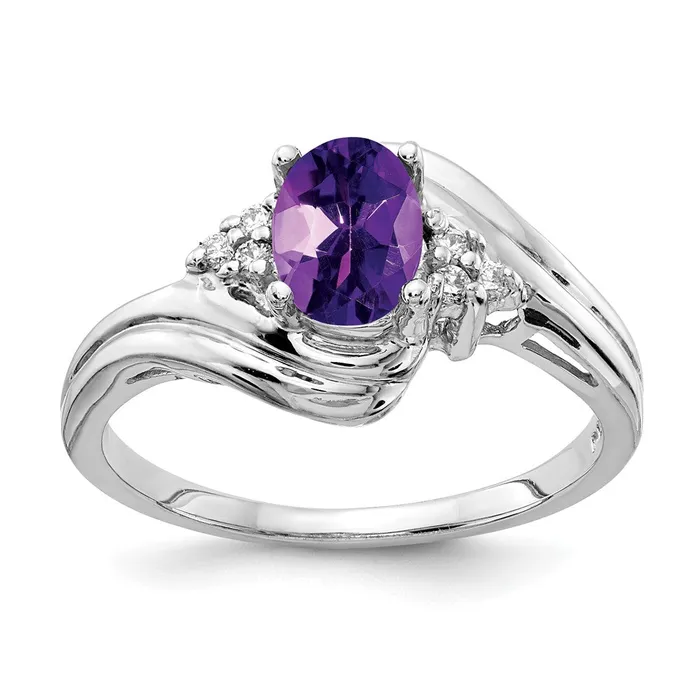 goldiaca Rings 14k White Gold 7x5mm Oval Amethyst Checker AAA Real Diamond ring goldiaca Rings 14k White Gold 7x5mm Oval Amethyst Checker AAA Real Diamond ring