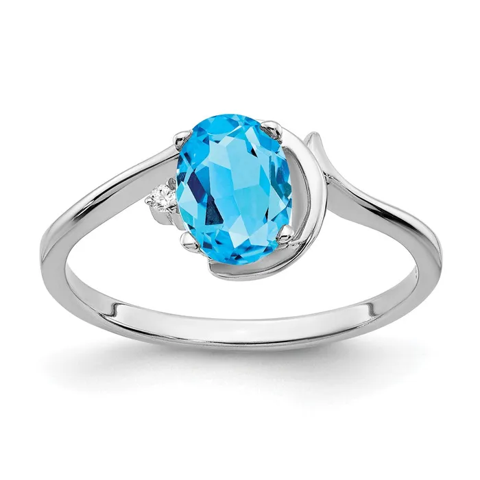 goldiaca Rings 14k White Gold 7x5mm Oval Blue Topaz AAA Real Diamond ring goldiaca Rings 14k White Gold 7x5mm Oval Blue Topaz AAA Real Diamond ring