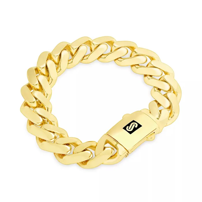 Goldiacom Bracelets 10k Yellow Gold Royal Monaco Miami Cuban Link 17mm Chain Bracelet w Box Clasp 9 Goldiacom Bracelets 10k Yellow Gold Royal Monaco Miami Cuban Link 17mm Chain Bracelet w Box Clasp 9