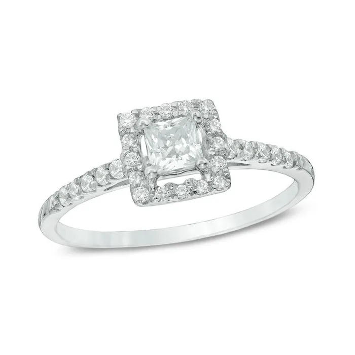 Goldiacom Rings 12 CT TW PrincessCut Diamond Frame Engagement Ring in 14K White Gold Goldiacom Rings 12 CT TW PrincessCut Diamond Frame Engagement Ring in 14K White Gold